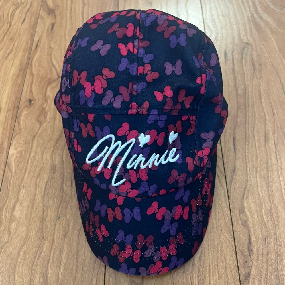Disney Parks Purple Pink Hat Minnie Mouse Bows All Over Print Embroidered Cap